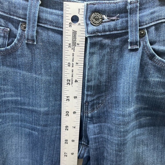 7 For All Mankind Straight Leg Cropped Jeans Womens 24 Stretch Cute Frayed 1990 - Picture 6 of 10